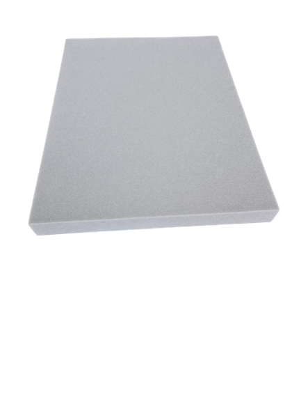Medium density foam sheet cut at 60 inch by 20 inch with various depths